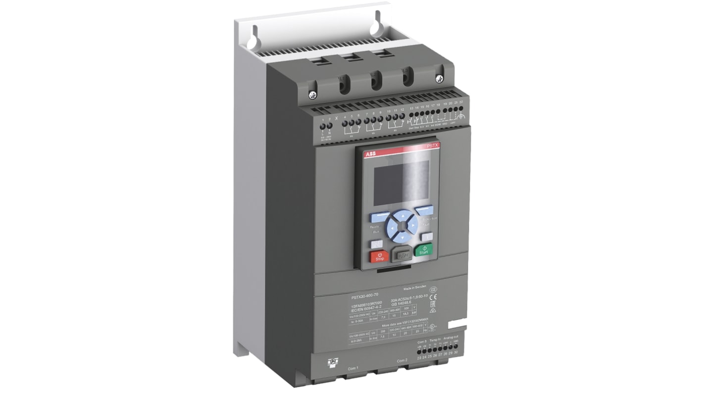 ABB Soft Starter, Soft Start, 30 kW, 208 → 600 V ac, 3 Phase, IP10, IP20