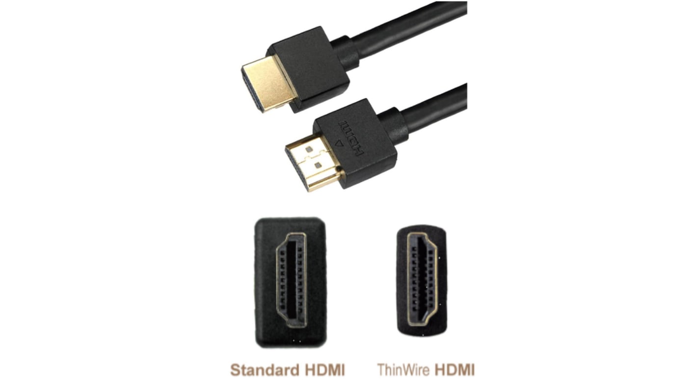 RS PRO HDMI-Kabel A HDMI Stecker B HDMI Stecker, 10m, Schwarz