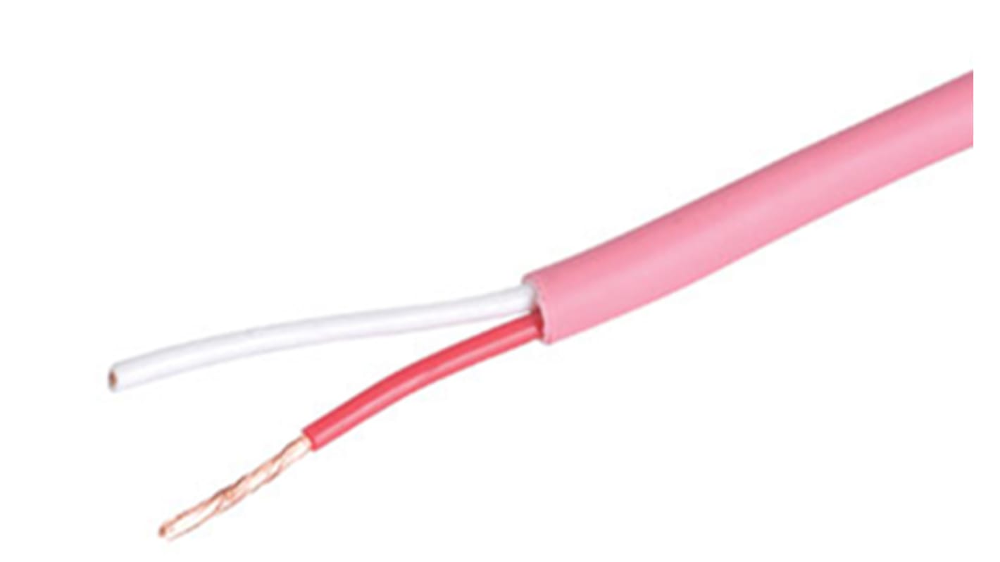 Cable Power 2 Core Speaker Cable, 1.5 mm² CSA, 6.6mm od, 100m, Pink