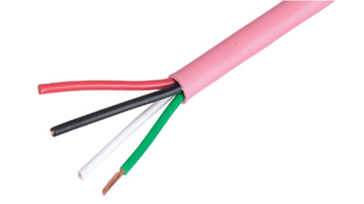 Cable Power 4 Core Speaker Cable, 1.5 mm² CSA, 7.5mm od, 50m, Pink