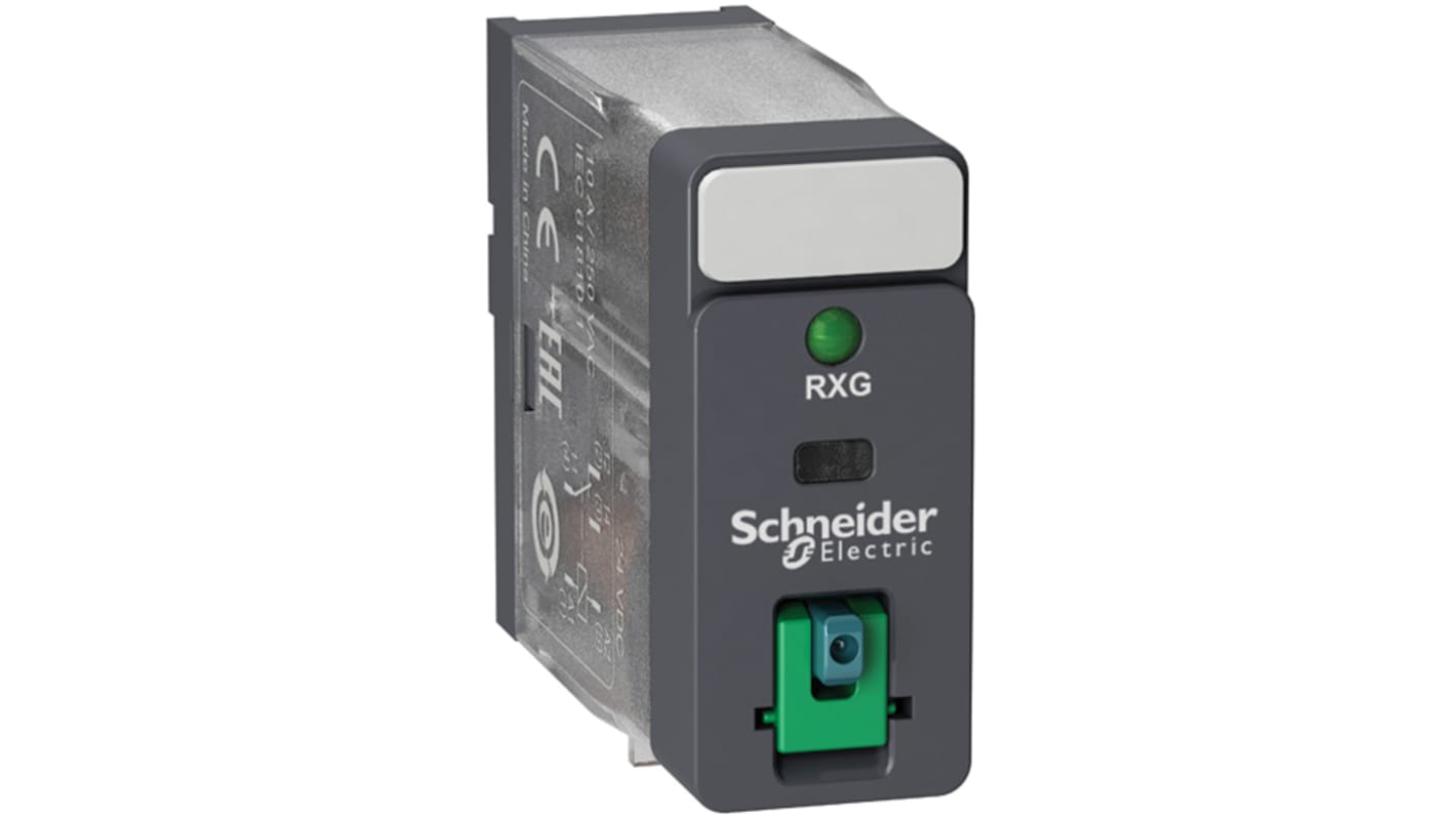 Relè di potenza Schneider Electric serie Harmony Relay RXG, SPDT, bobina 24V cc, A innesto