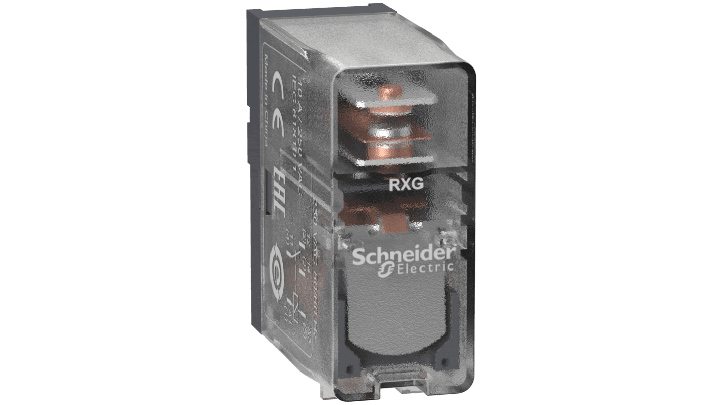 Schneider Electric Plug In Power Relay, 230V ac Coil, 10A Switching Current, SPDT