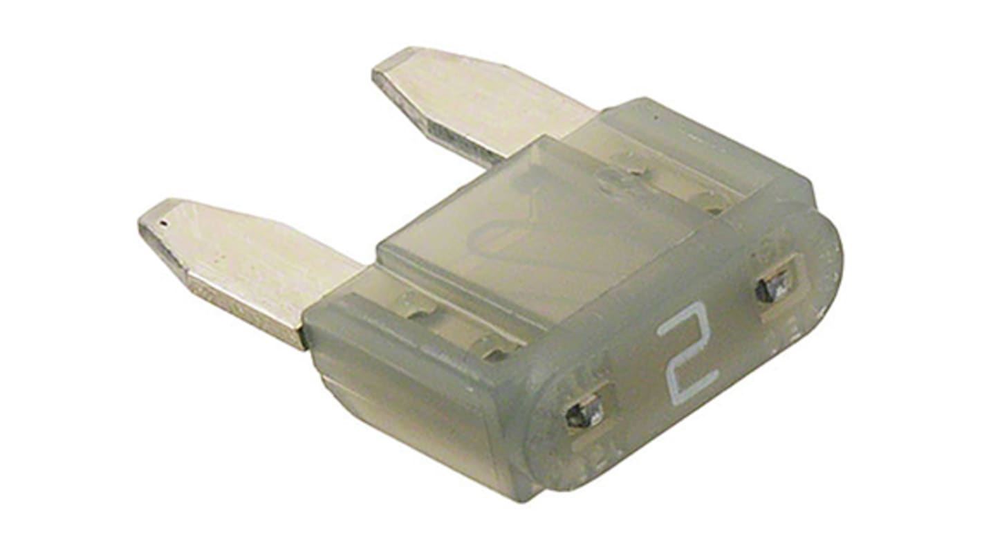 Eaton 插片式汽车保险丝, Mini插片, 2A, 32V 交流/直流, F熔断, 最高+100°C, 灰色, 黄铜主体, ATM-2