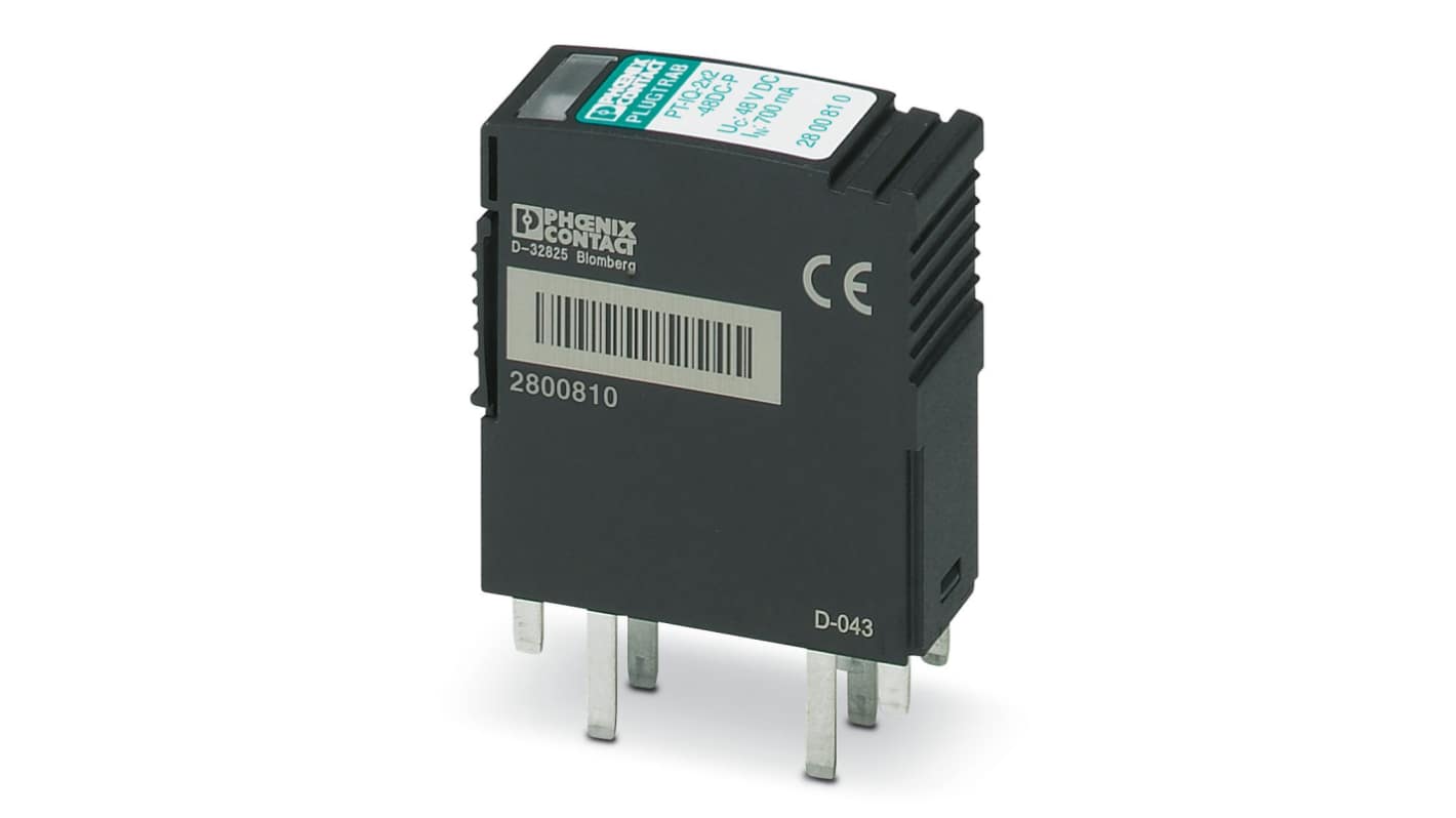 Phoenix Contact, PT-IQ-2X2-48DC-P Surge Protection Plug 37 V ac, 53 V dc Maximum Voltage Rating 20kA Maximum Surge