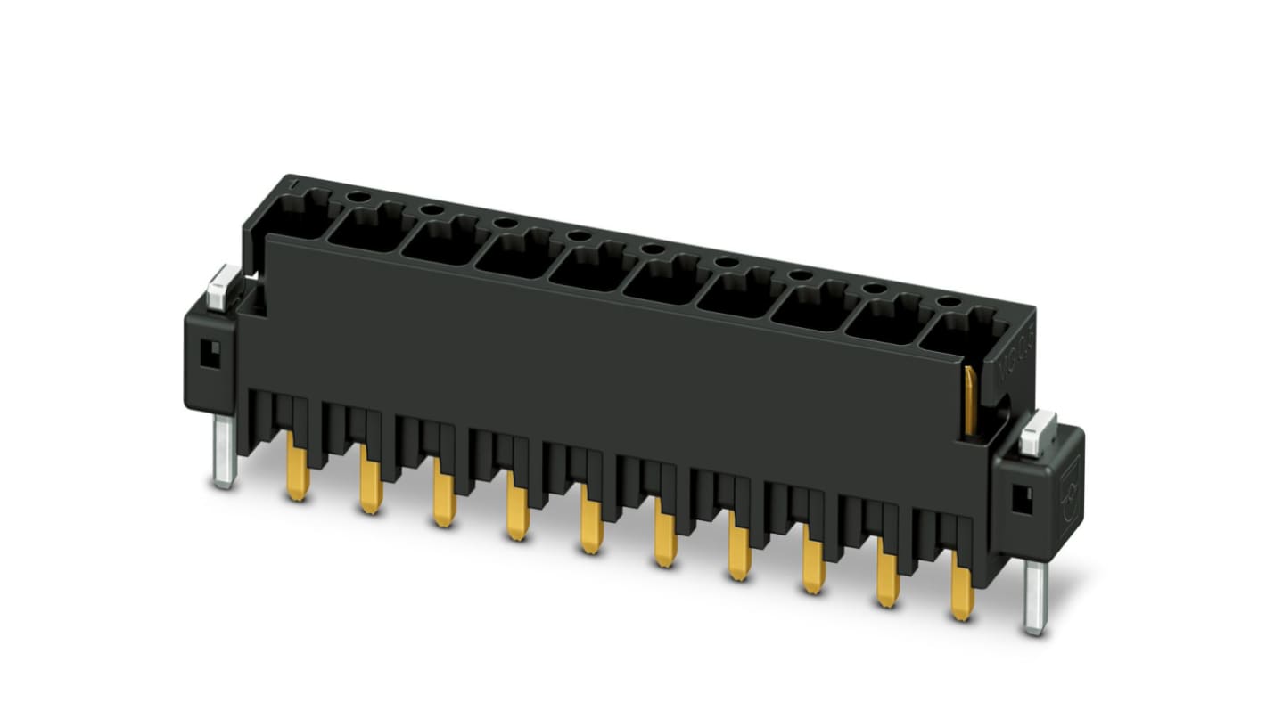 Phoenix Contact, 2.54mm Pitch, MCV 0.5/10-G-2.54 P20THRR56C2, 10 Way, Pluggable Terminal Block, Header, Solder