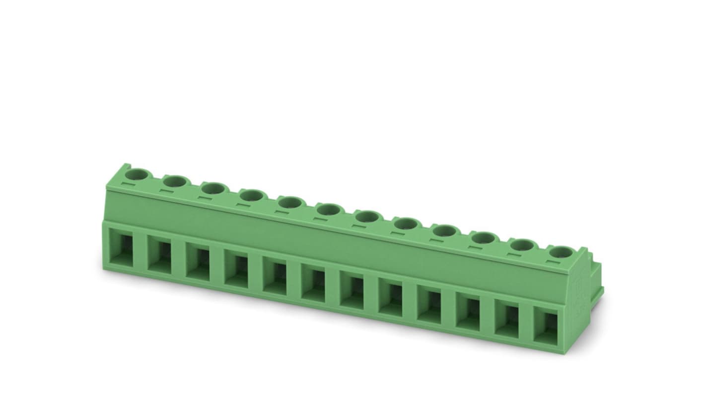 Phoenix Contact, 5.08mm Pitch, MC 1.5/12-ST1-5.08, 12 Way, , Pluggable Terminal Block, Plug, Cable Mount, Screw