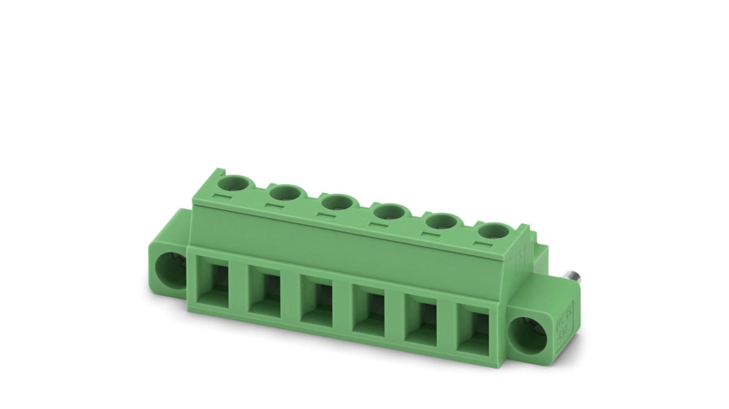 Phoenix Contact, 5.08mm Pitch, MC 1.5/ 6-ST1F-5.08, 6 Way, , Pluggable Terminal Block, Plug, Cable Mount, Screw