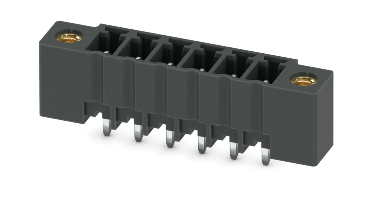 Phoenix Contact, 3.81mm Pitch, MCV 1.5/ 6-GF-3.81 P26 THR, 6 Way, Pluggable Terminal Block, Header, Solder Termination,