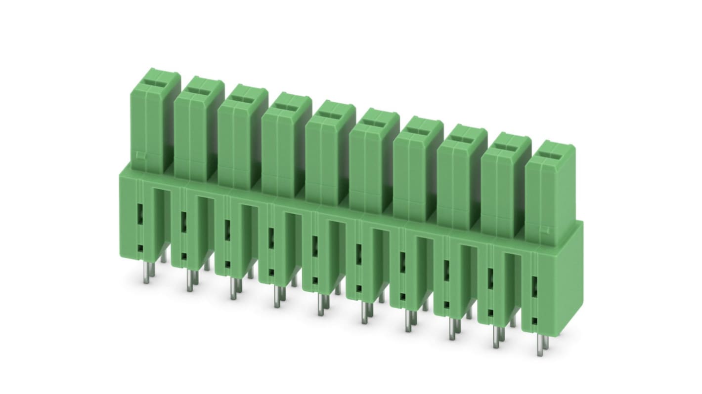 Phoenix Contact, 7.62mm Pitch, IPCV 5/10-G-7.62, 10 Way, , Pluggable Terminal Block, Inverted Header, Through Hole,