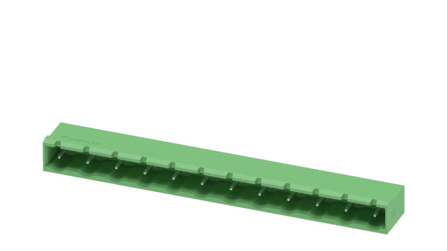 Phoenix Contact, 7.62mm Pitch, GMSTBA 2.5 HC/12-G-7.62, 12 Way, Right Angle, Pluggable Terminal Block, Header, Through