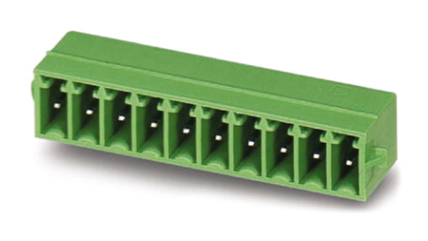 Phoenix Contact, 3.5mm Pitch, MC 1.5/ 9-G-3.5-RN, 9 Way, Right Angle, Pluggable Terminal Block, Header, Through Hole,