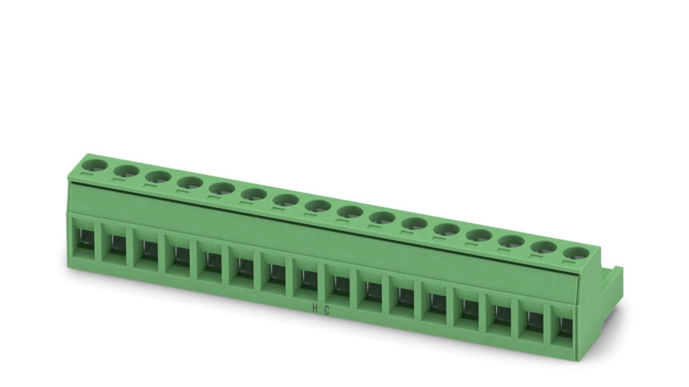 Phoenix Contact, 5.08mm Pitch, MSTB 2.5 HC/16-ST-5.08, 16 Way, Pluggable Terminal Block, Plug, Screw Termination,