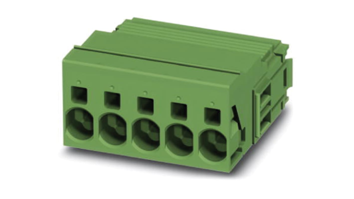 Phoenix Contact, 7.62mm Pitch, ISPC 5/ 4-STGCL-7.62, 4 Way, , Pluggable Terminal Block, Inverted Plug, Cable Mount,