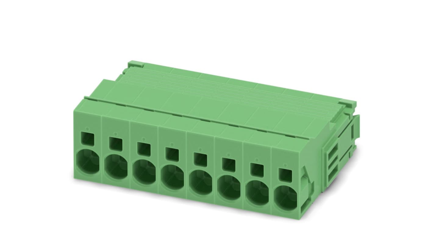 Phoenix Contact, 7.62mm Pitch, ISPC 5/ 8-STGCL-7.62, 8 Way, , Pluggable Terminal Block, Inverted Plug, Cable Mount,