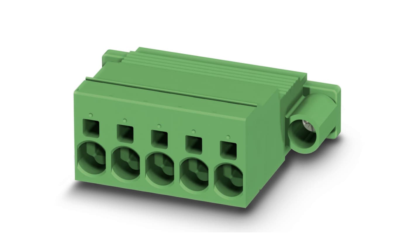 Phoenix Contact, 7.62mm Pitch, ISPC 5/ 4-STF-7.62, 4 Way, , Pluggable Terminal Block, Inverted Plug, Cable Mount,