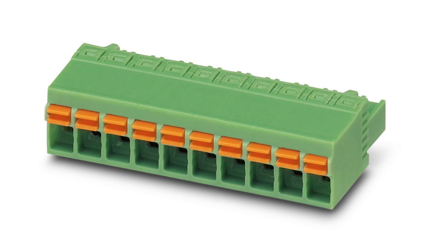 Phoenix Contact, 5.08mm Pitch, FKCN 2.5/4-ST-5.08, 4 Way, , Pluggable Terminal Block, Plug, PCB Mount, Spring Cage