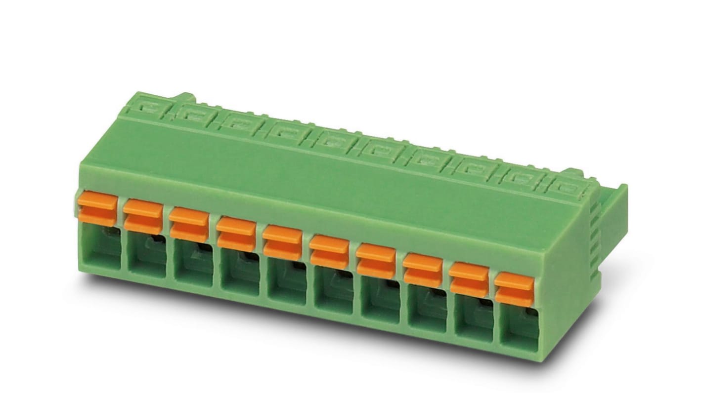 Phoenix Contact, 5.08mm Pitch, FKCN 2.5/ 5-ST-5.08, 5 Way, Pluggable Terminal Block, Plug, Spring Cage Termination,