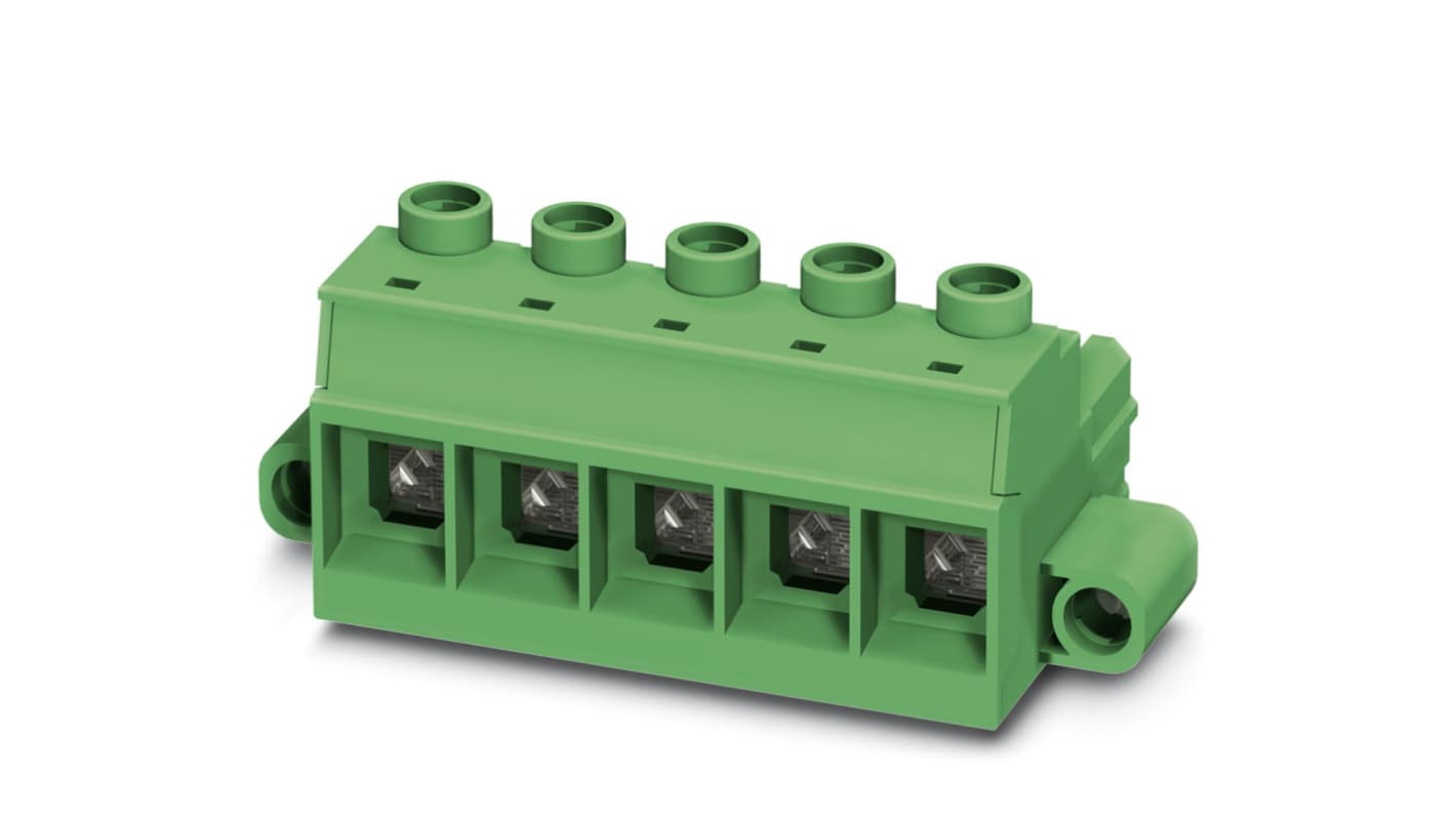 Phoenix Contact, 15mm Pitch, PC 35 HC/ 5-STF-15.00, 5 Way, Pluggable Terminal Block, Plug, Screw Termination, 1762628