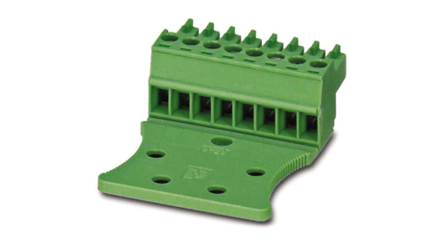 Borne enchufable para PCB Hembra Phoenix Contact de 8 vías, paso 3.5mm, 8A, de color Verde, terminación Tornillo
