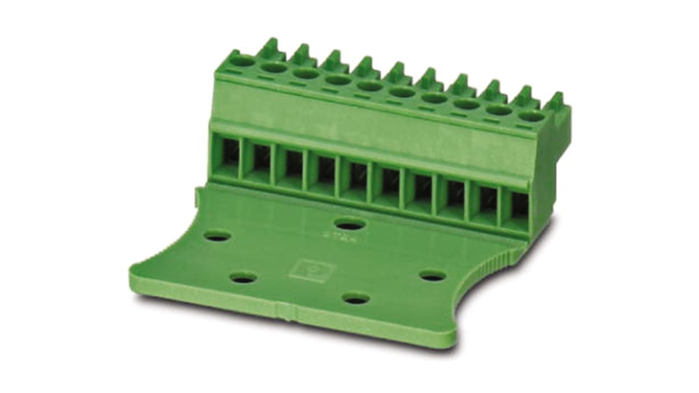 Borne enchufable para PCB Hembra Phoenix Contact de 4 vías, paso 3.5mm, 8A, de color Verde, terminación Tornillo