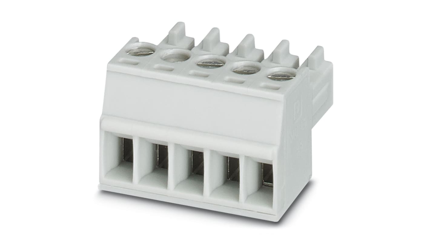 Phoenix Contact, 3.5mm Pitch, MC 1.5/ 3-ST-3.5 GY7035, 3 Way, , Pluggable Terminal Block, Plug, Cable Mount, Screw