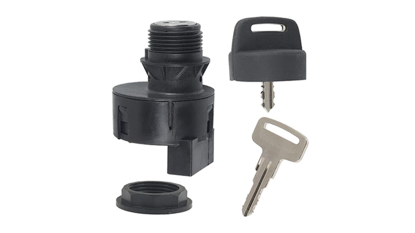 Honeywell Key Switch, 20 A @ 12 V dc 3-Way Straight-Key