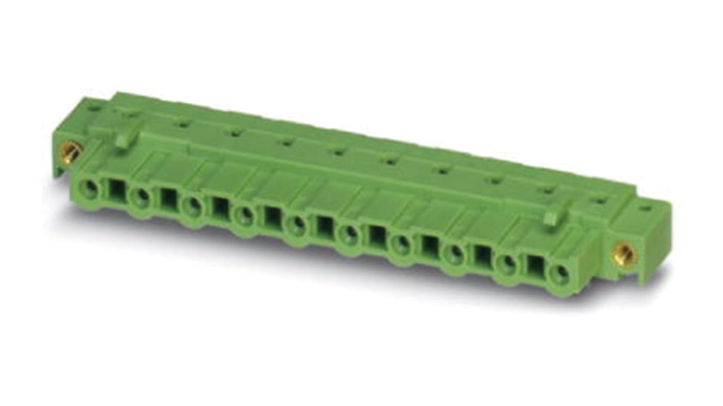 Phoenix Contact, 7.62mm Pitch, COMBICON Control, 9 Way, Right Angle, Pluggable Terminal Block, Inverted Header, Through