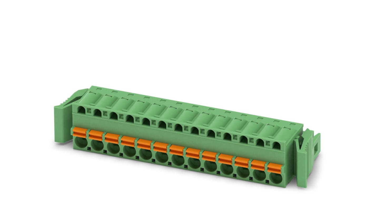 Phoenix Contact, 5mm Pitch, FKC 2.5/13-ST-RF, 13 Way, Pluggable Terminal Block, Plug, Spring Cage Termination, 1947162