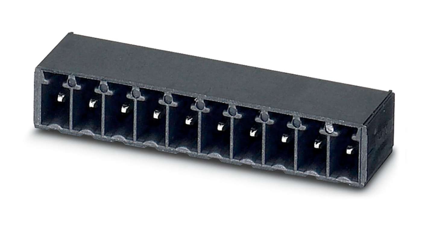 Phoenix Contact, 3.5mm Pitch, MC 1.5/ 9-G-3.5 P14 THR, 9 Way, Right Angle, Pluggable Terminal Block, Header, Through