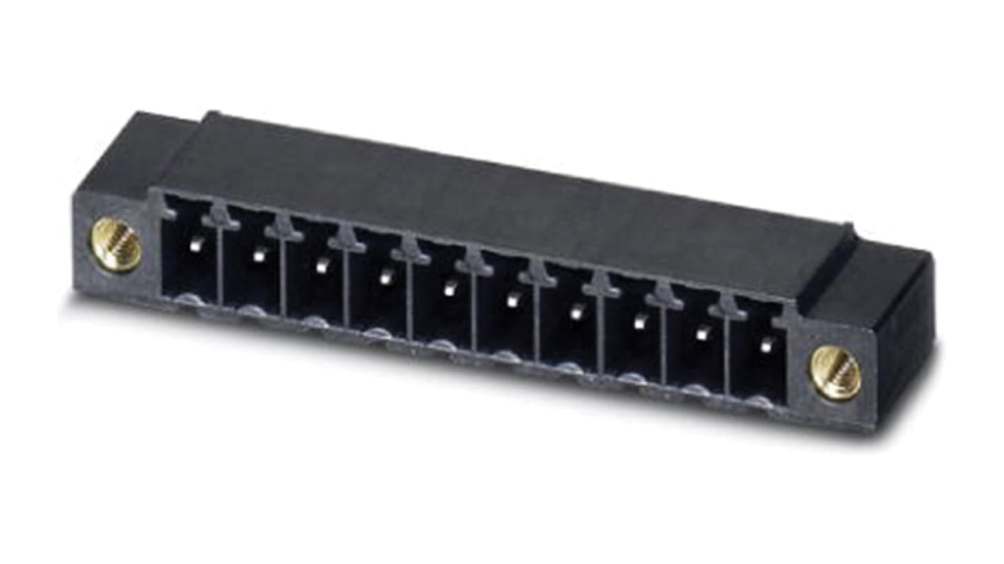 Phoenix Contact, 3.5mm Pitch, MC 1.5/ 3-GF-3.5 P26 THR, 3 Way, Right Angle, Pluggable Terminal Block, Header, Through