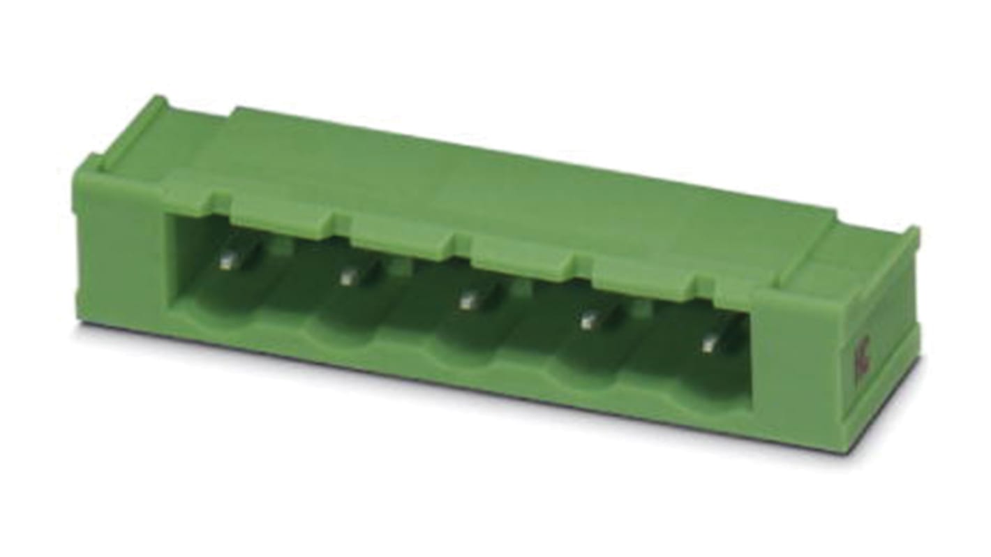 Phoenix Contact 7.62mm Pitch 8 Way Right Angle Pluggable Terminal Block, Header, Through Hole, Solder Termination