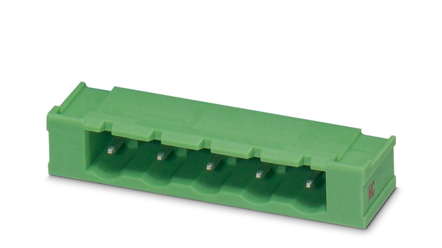 Phoenix Contact 7.62mm Pitch 6 Way Right Angle Pluggable Terminal Block, Header, Through Hole, Solder Termination