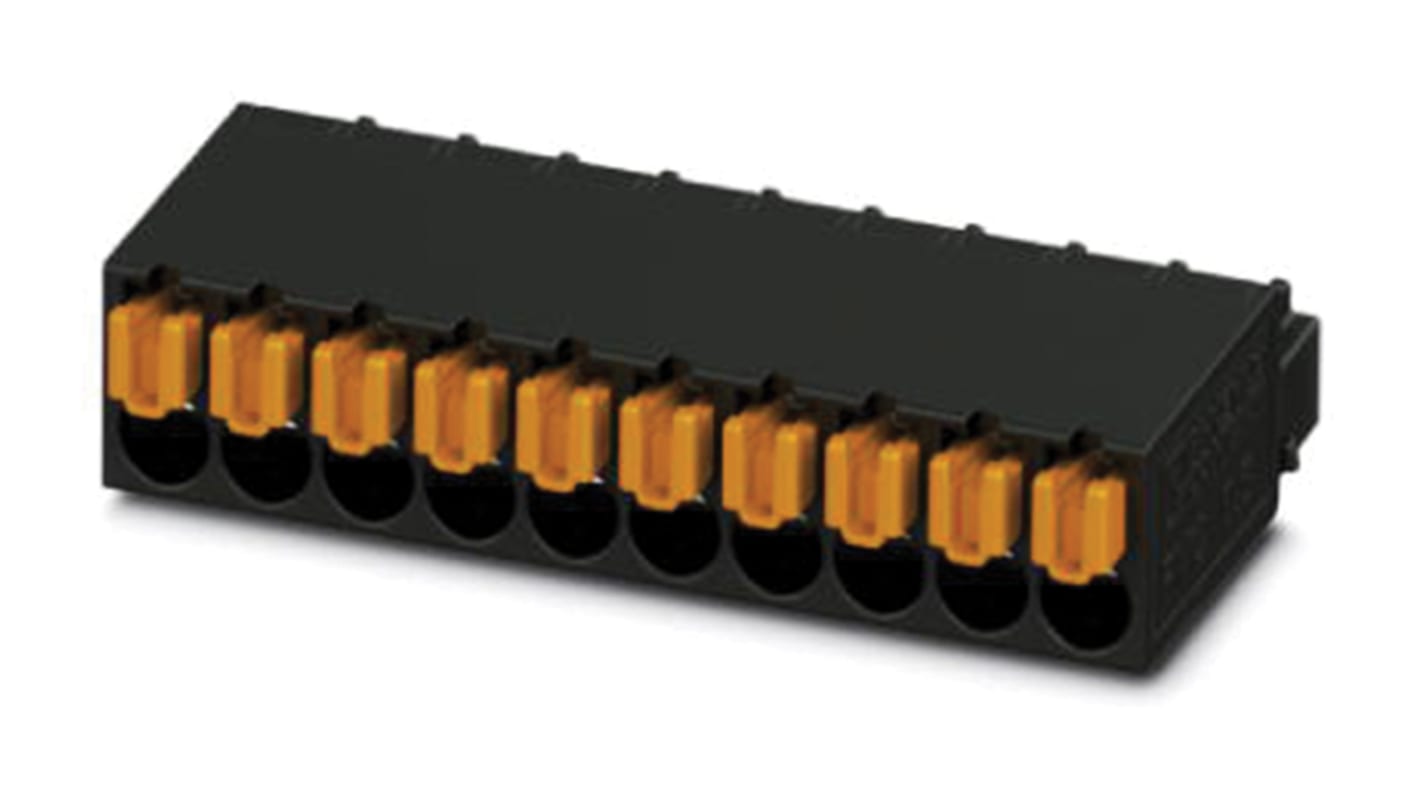 Phoenix Contact FMC 0.5/ 3-ST-2.54 C2 Series PCB Terminal Block, 3-Contact, 2.54mm Pitch, Spring Cage Termination
