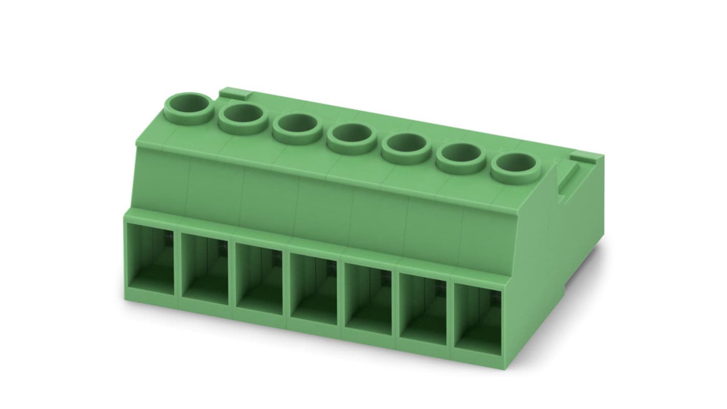 Phoenix Contact, 7.62mm Pitch, IPC 5/ 7-ST-7.62, 7 Way, , Pluggable Terminal Block, Inverted Plug, Cable Mount, Screw