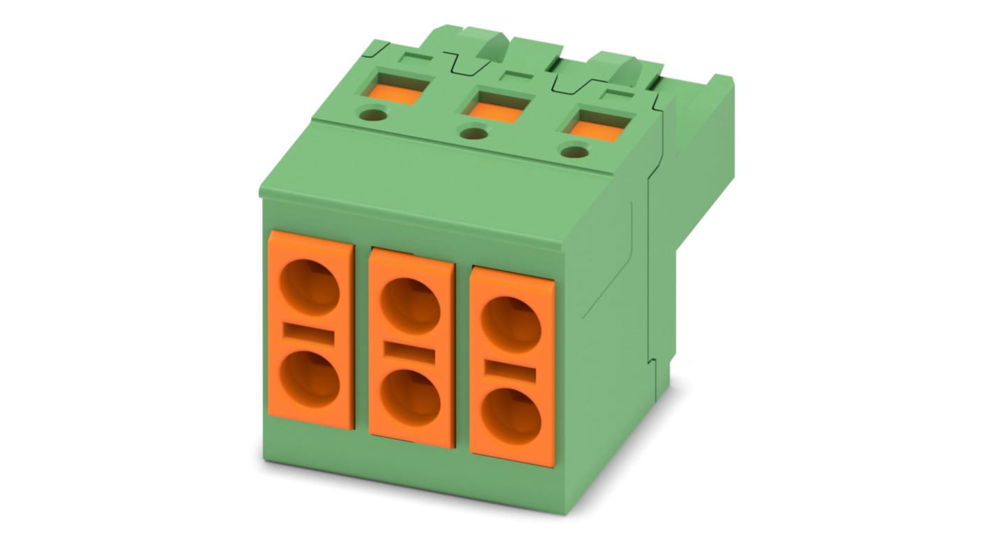 Phoenix Contact, 5mm Pitch, TVFKCL 1.5/ 3-ST, 3 Way, Pluggable Terminal Block, Plug, Spring Cage Termination, 1715934