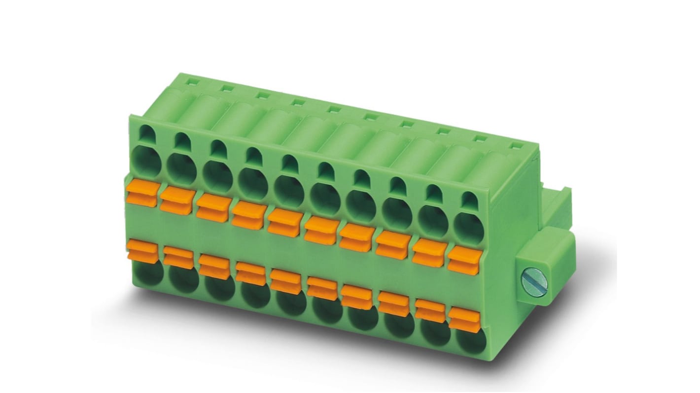 Phoenix Contact, 5.08mm Pitch, TFKC 2.5/ 4-STF-5.08, 4 Way, Pluggable Terminal Block, Plug, Spring Cage Termination,