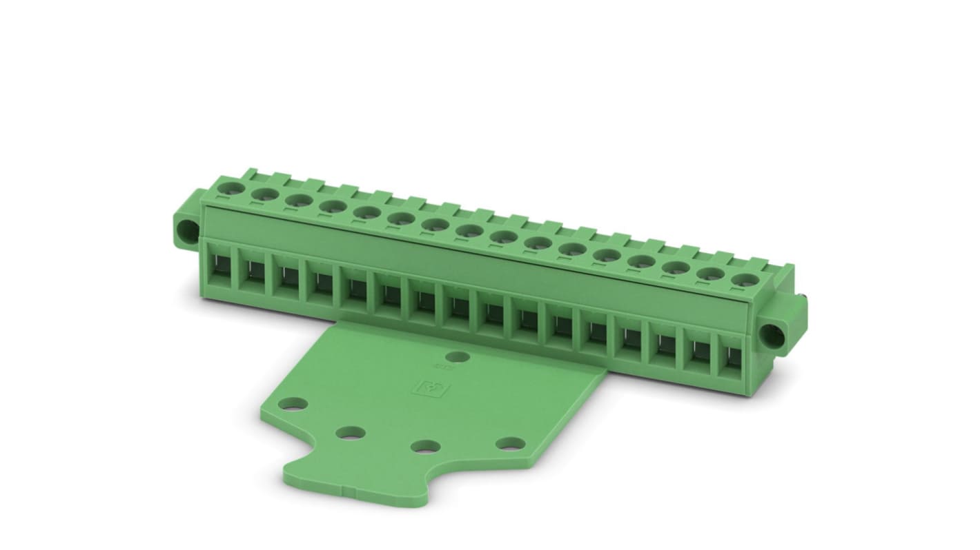 Phoenix Contact, 5.08mm Pitch, MSTBT 2.5/16-STZF-5.08, 16 Way, Pluggable Terminal Block, Plug, Screw Termination,