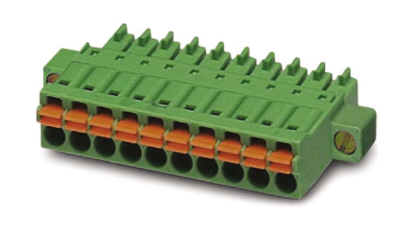 Phoenix Contact, 3.5mm Pitch, FMC 1.5/ 9-STF-3.5, 9 Way, , Pluggable Terminal Block, Plug, Cable Mount, Spring Cage