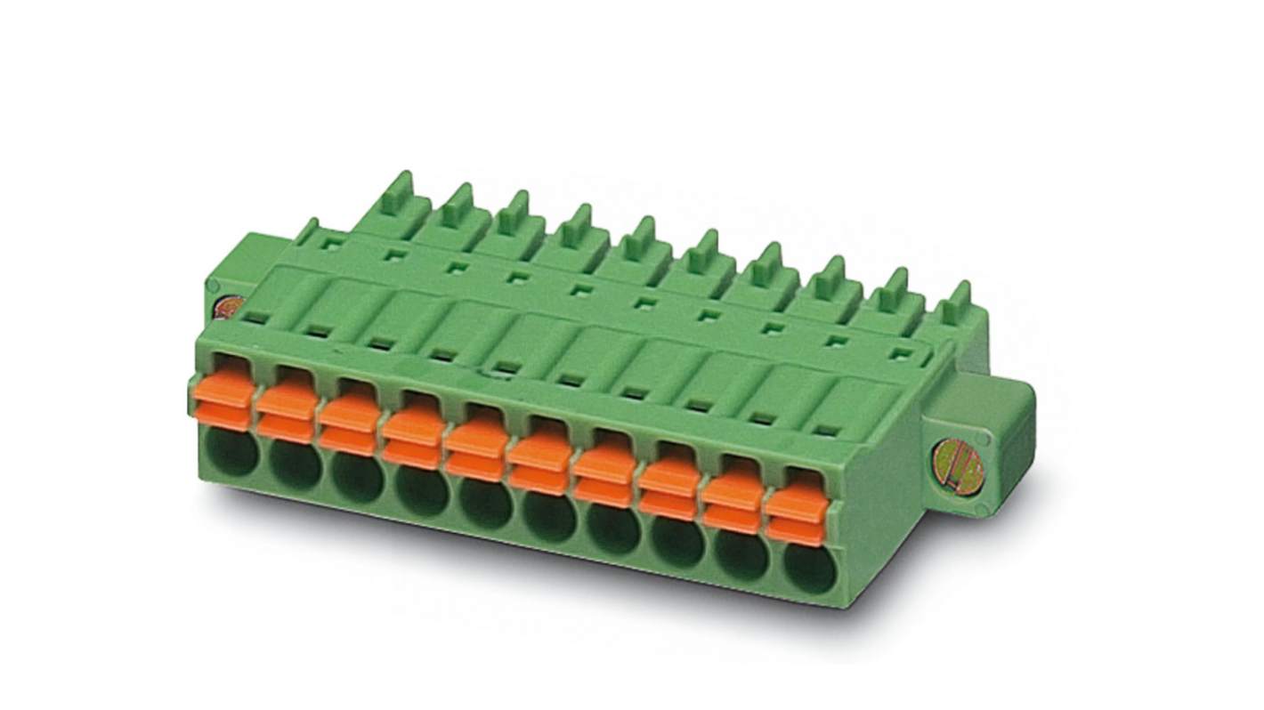 Phoenix Contact, 3.5mm Pitch, FMC 1.5/13-STF-3.5, 13 Way, , Pluggable Terminal Block, Plug, Cable Mount, Spring Cage