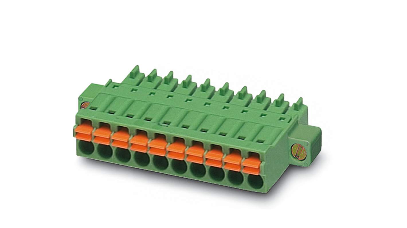 Phoenix Contact, 3.5mm Pitch, FMC 1.5/11-STF-3.5, 11 Way, , Pluggable Terminal Block, Plug, Cable Mount, Spring Cage