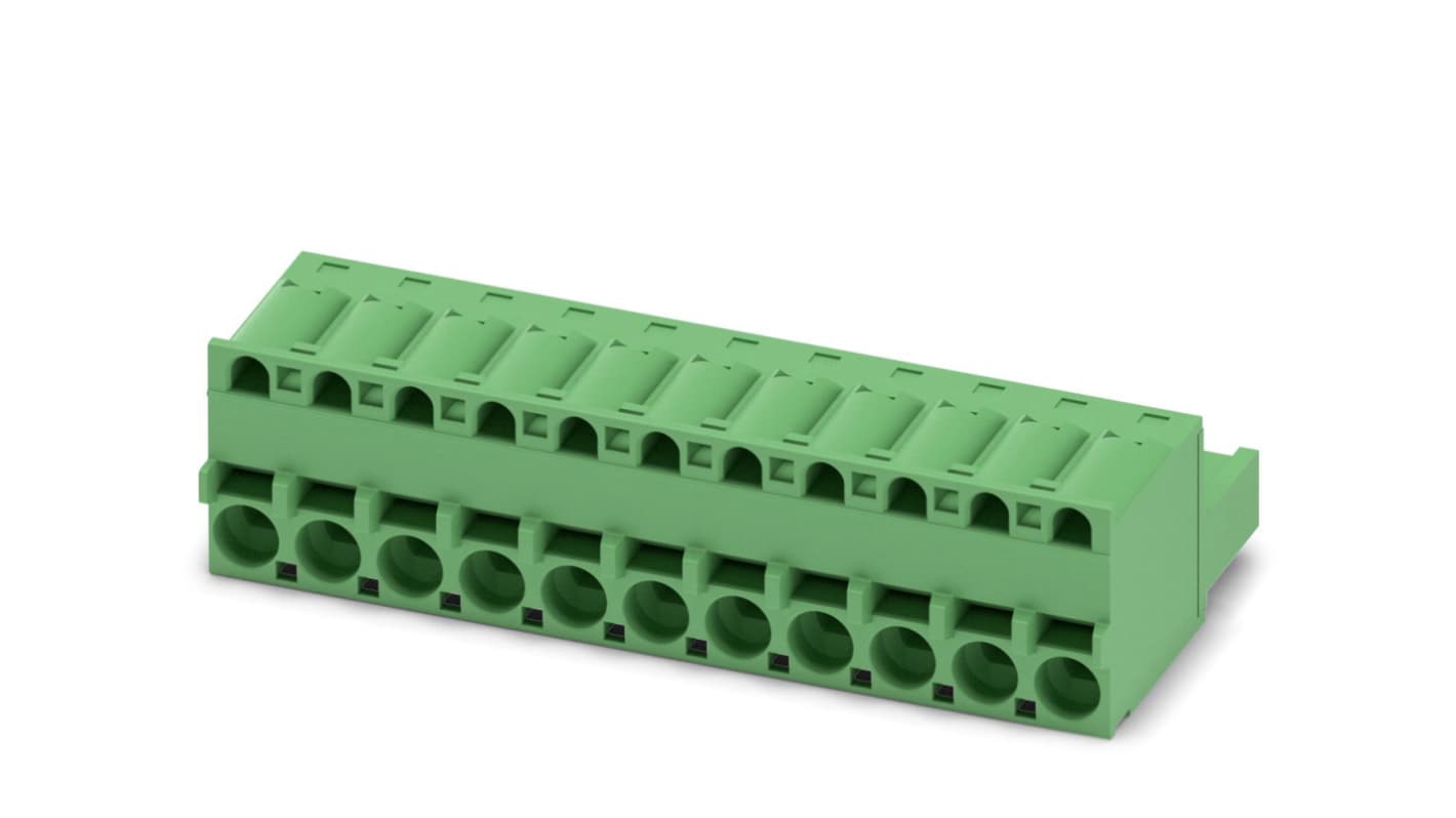 Phoenix Contact, 5mm Pitch, FKCS 2.5/11-ST, 11 Way, Pluggable Terminal Block, Plug, Spring Cage Termination, 1974821