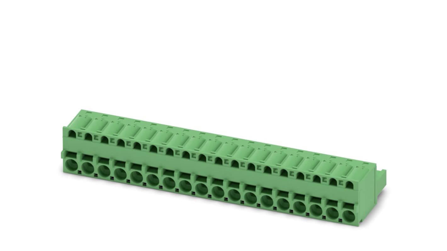 Phoenix Contact, 5.08mm Pitch, FKCS 2.5/18-ST-5.08, 18 Way, Pluggable Terminal Block, Plug, Spring Cage Termination,