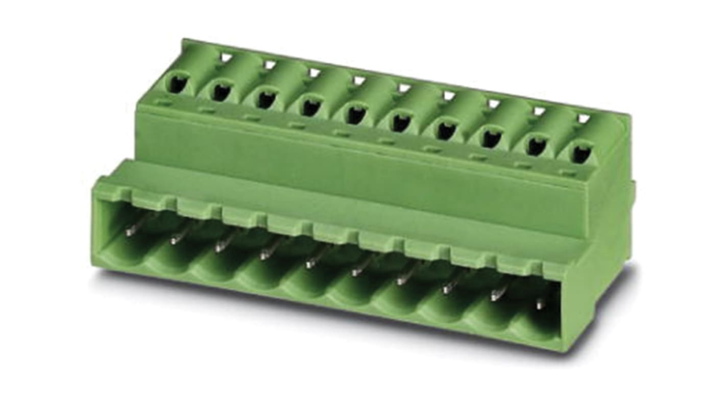 Phoenix Contact FKICS 2.5/14-ST Series Pluggable Terminal Block, 14-Contact, 5mm Pitch, Spring Cage Termination