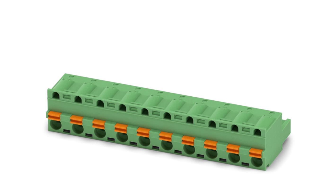 Phoenix Contact, 7.62mm Pitch, GFKC 2.5/10-ST-7.62, 10 Way, , Pluggable Terminal Block, Plug, Cable Mount, Spring Cage