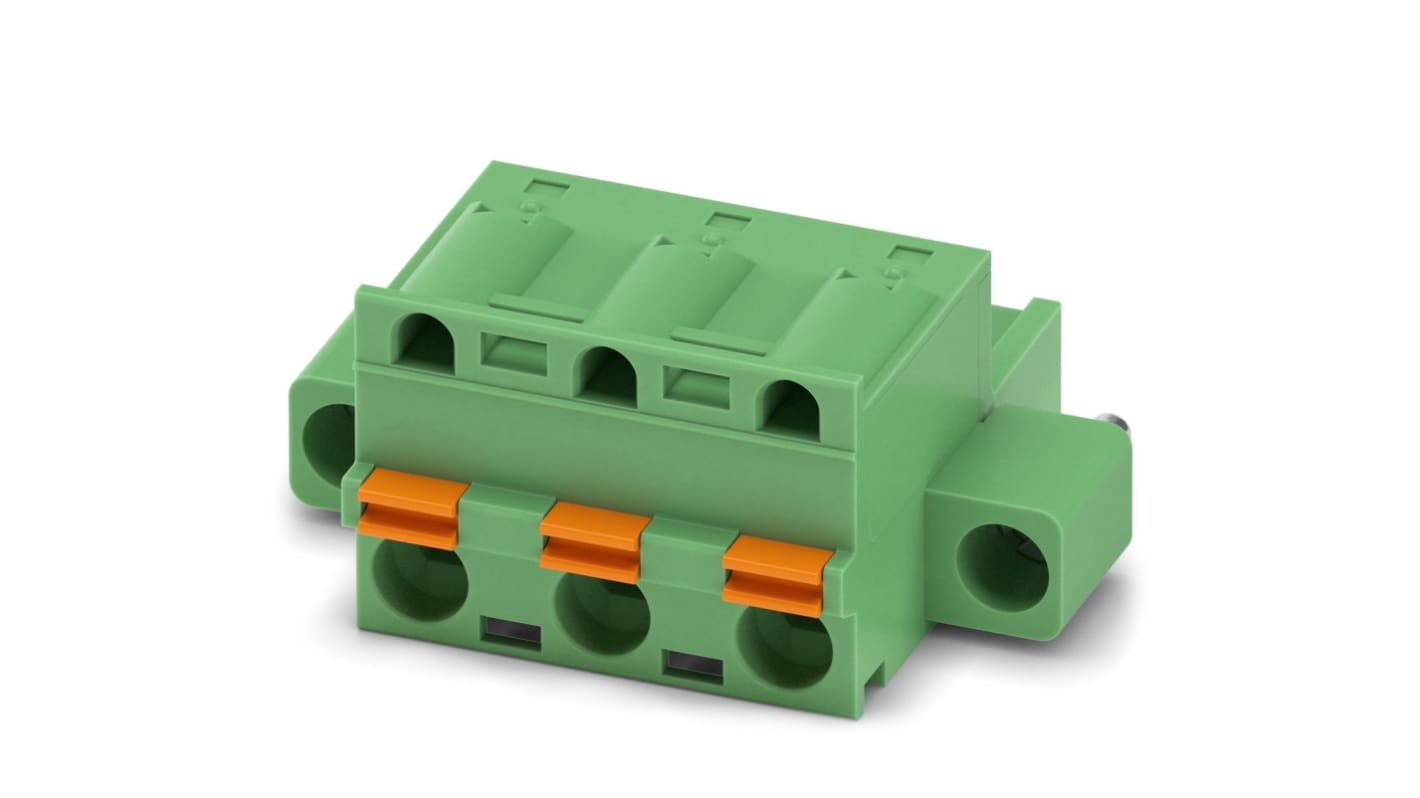 Phoenix Contact, 7.62mm Pitch, GFKC 2.5/ 3-STF-7.62, 3 Way, , Pluggable Terminal Block, Plug, Cable Mount, Spring Cage
