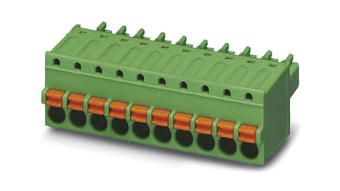 Phoenix Contact, 3.5mm Pitch, FK-MCP 1.5/13-ST-3.5, 13 Way, , Pluggable Terminal Block, Plug, Cable Mount, Spring Cage