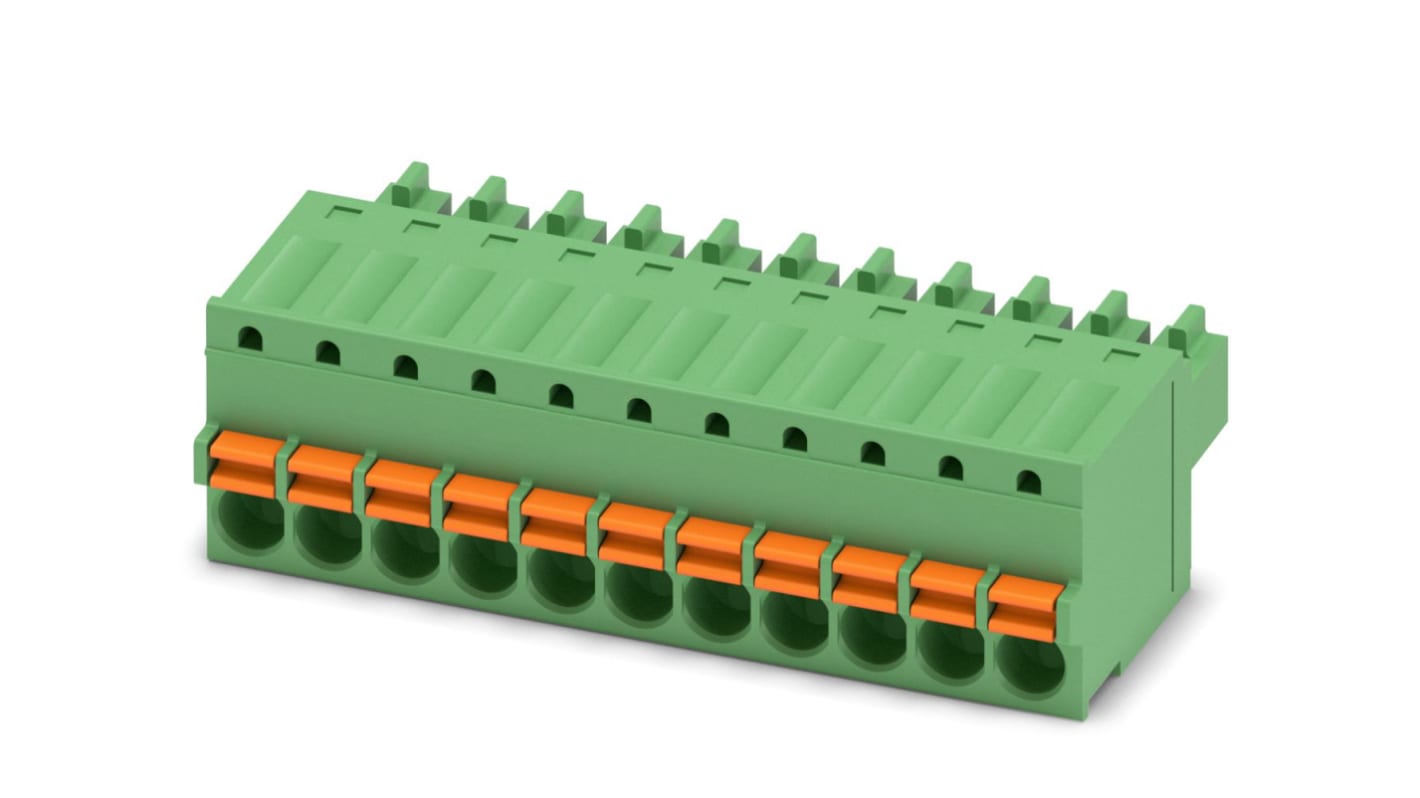 Phoenix Contact, 3.5mm Pitch, FK-MCP 1.5/11-ST-3.5, 11 Way, , Pluggable Terminal Block, Plug, Cable Mount, Spring Cage