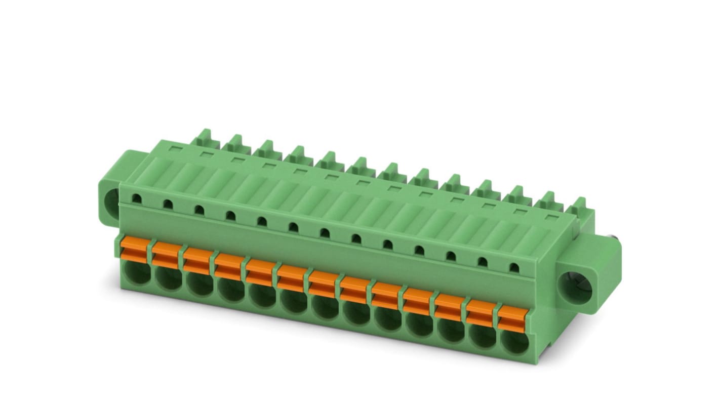 Phoenix Contact, 3.5mm Pitch, FK-MCP 1.5/13-STF-3.5, 13 Way, , Pluggable Terminal Block, Plug, Cable Mount, Spring Cage