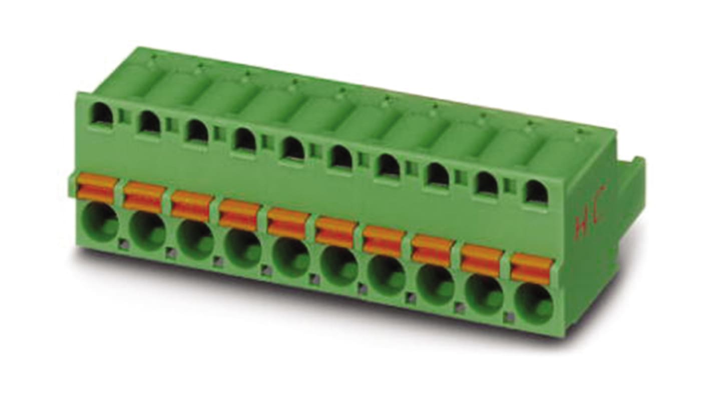 Phoenix Contact, 5mm Pitch, FKC 2.5 HC/ 3-ST, 3 Way, Pluggable Terminal Block, Plug, Spring Cage Termination, 1942167