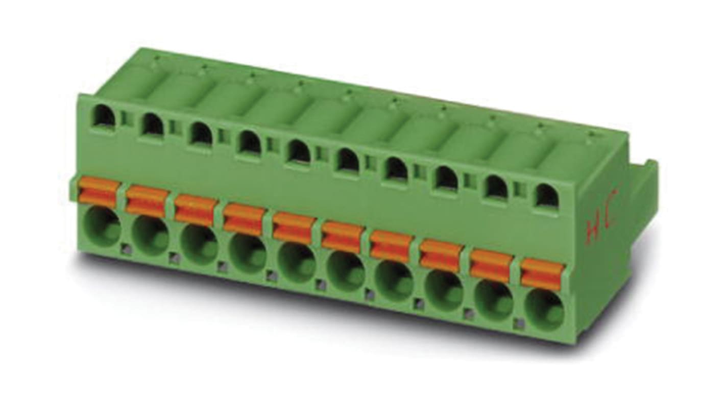 Phoenix Contact 5mm Pitch 12 Way Pluggable Terminal Block, Plug, Spring Cage Termination